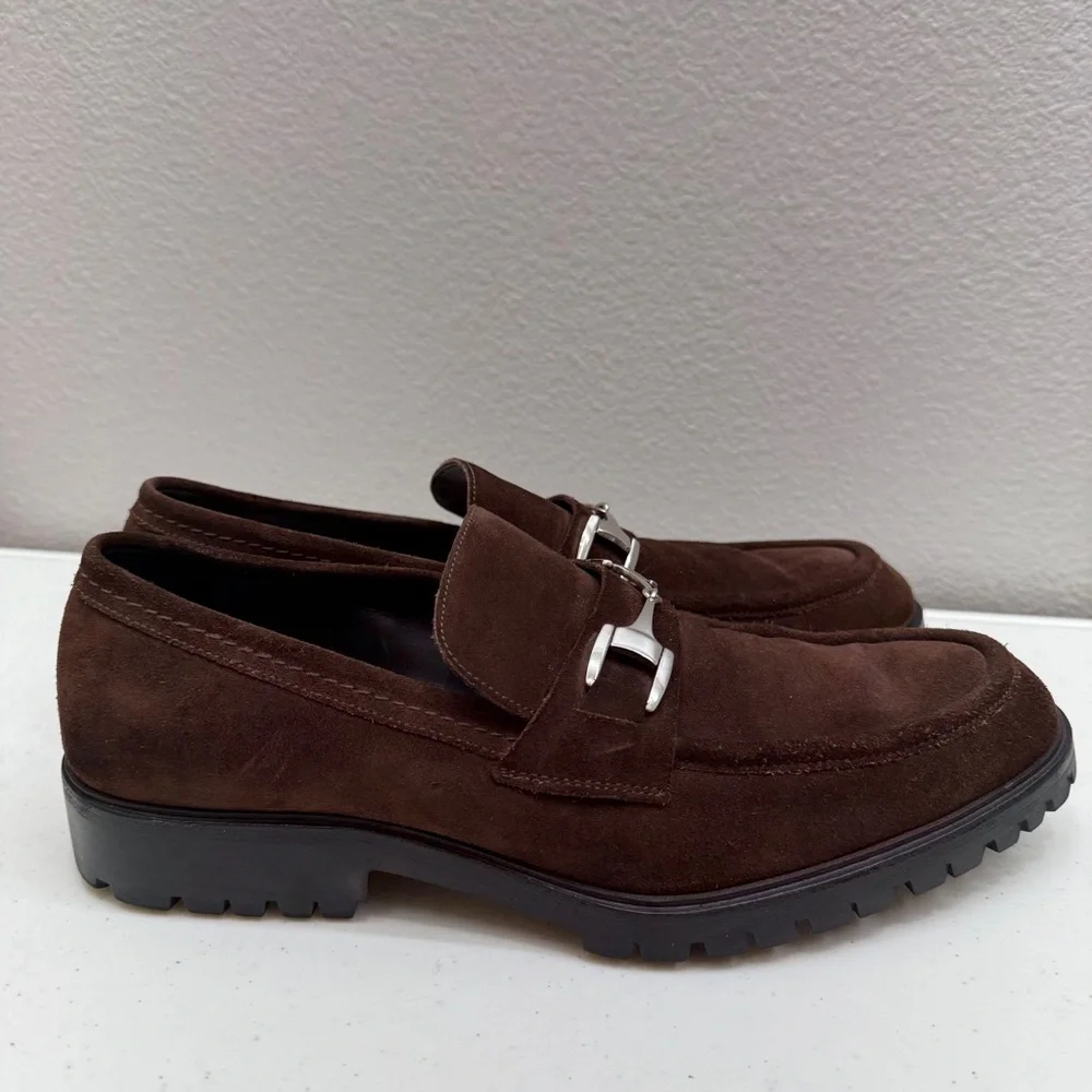 Gucci Loafers Mens Size 11.5 Shoes Horsebit Suede Brown Designer